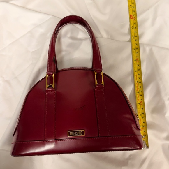 Moschino Redwall Bordeaux Red Wine Patent Leather Top Handle Bag - Picture 14 of 15